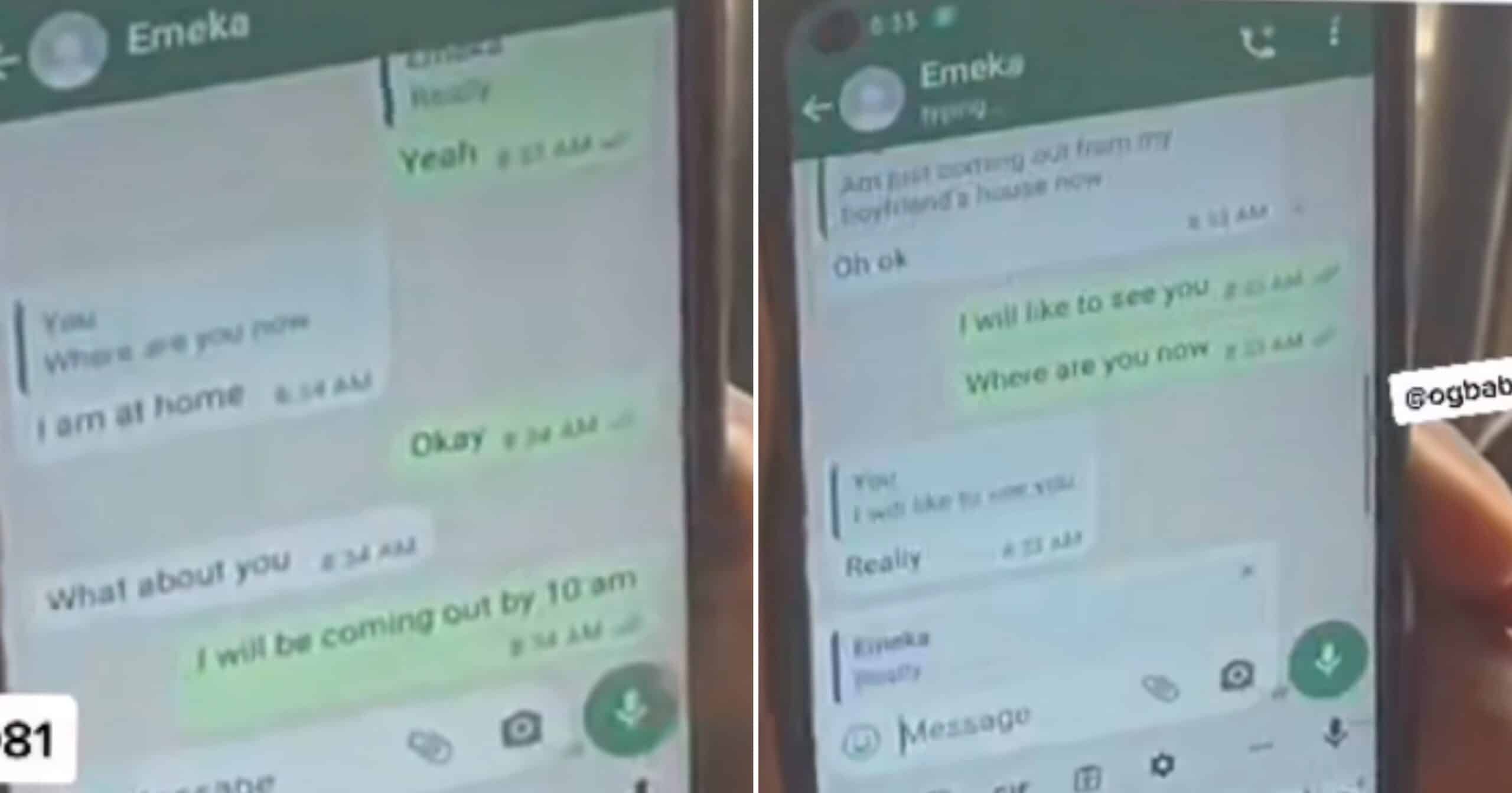 Man bumps into lover sending WhatsApp messages to side boo