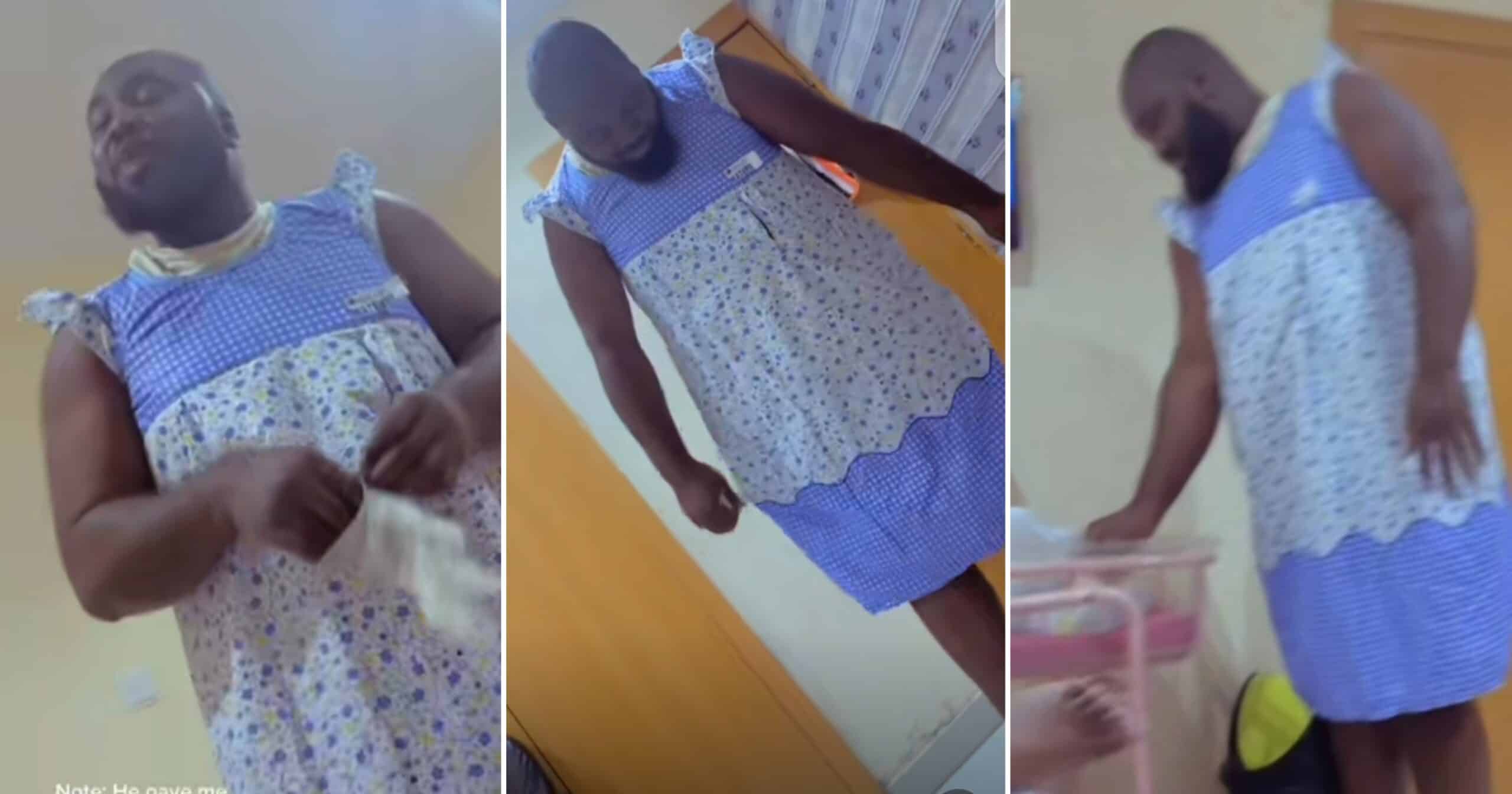 Nigerian man rocks maternity gown to cheer pregnant wife