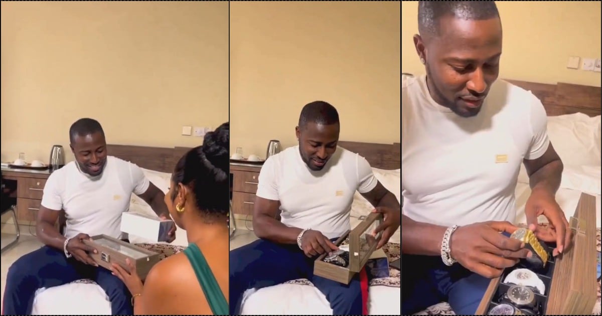 Man receives set of wristwatches as gift from girlfriend after proposing marriage (Video)