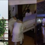 Portable makes grand entrance at show in white coffin (Video)