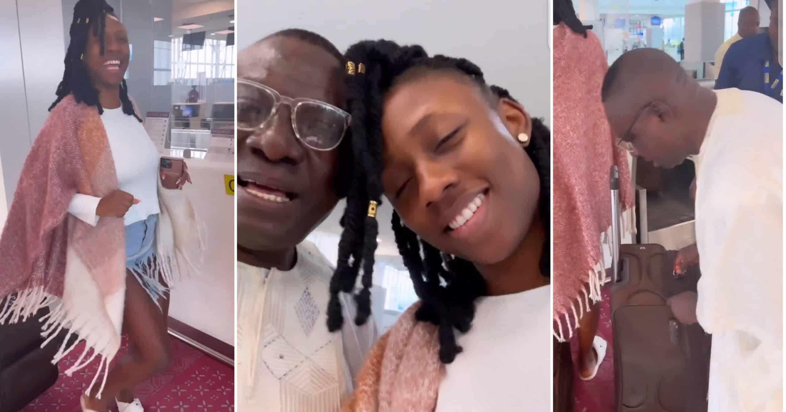 Korra Obidi hugs dad tightly as she jets back to the US (Video)