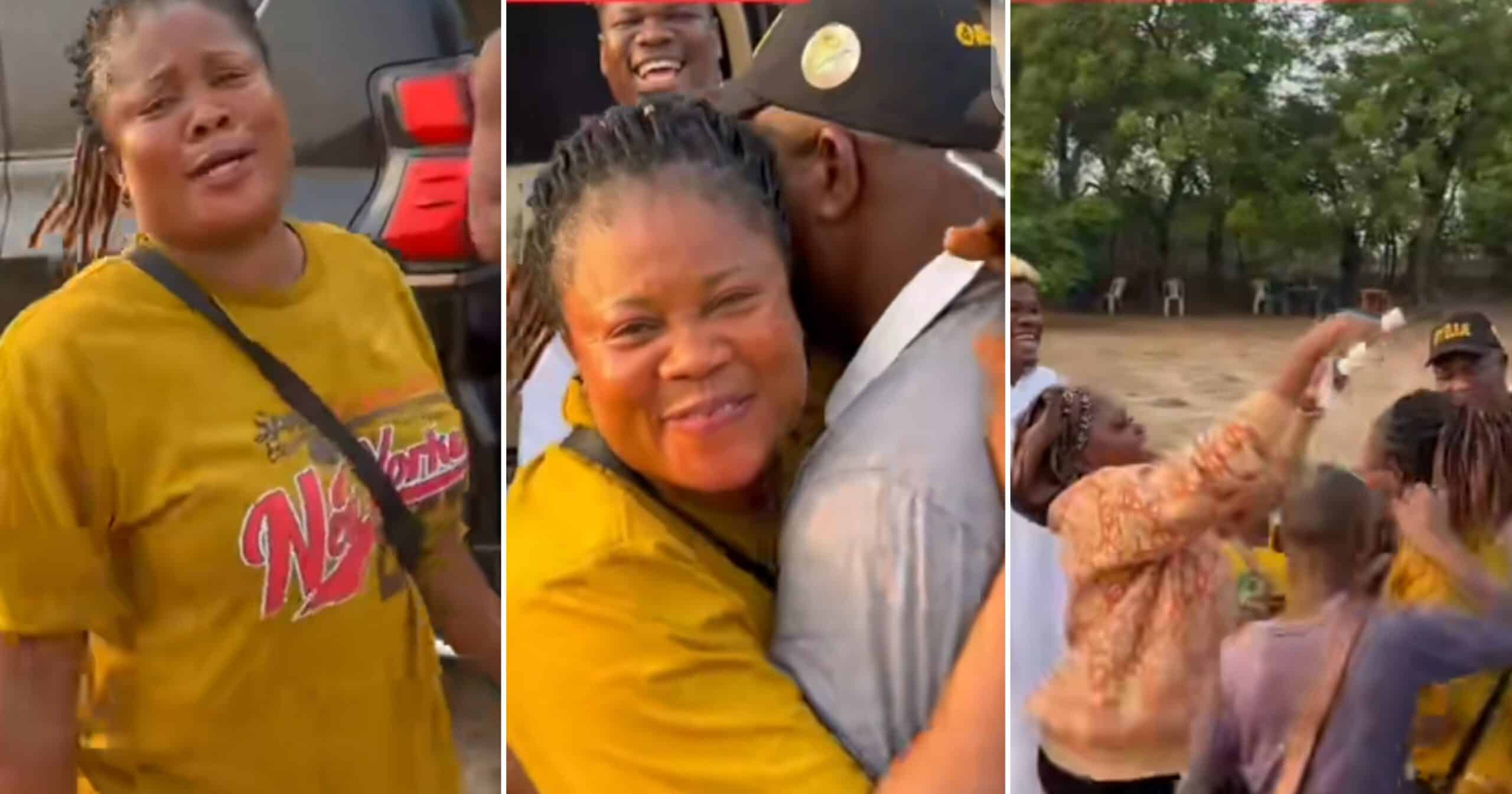 Nigerian man surprises mum with 8 bags of rice, iPhone for Christmas (Video)