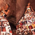 "A Masterpiece" - Fan reacts to Iyabo Ojo's outfit with '150' photos of her and family on it