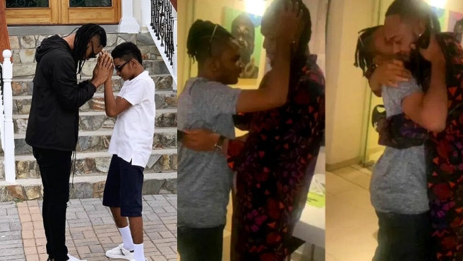 He's all grown - Fans reacts to heartwarming video of Flavour and adopted son