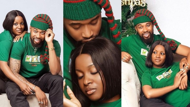 "Isn't this for married couples?" – Sheggz and Bella spark reactions as they rock matching pyjamas to celebrate Christmas
