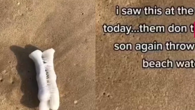 Lady in shock as she finds strange object at the beach