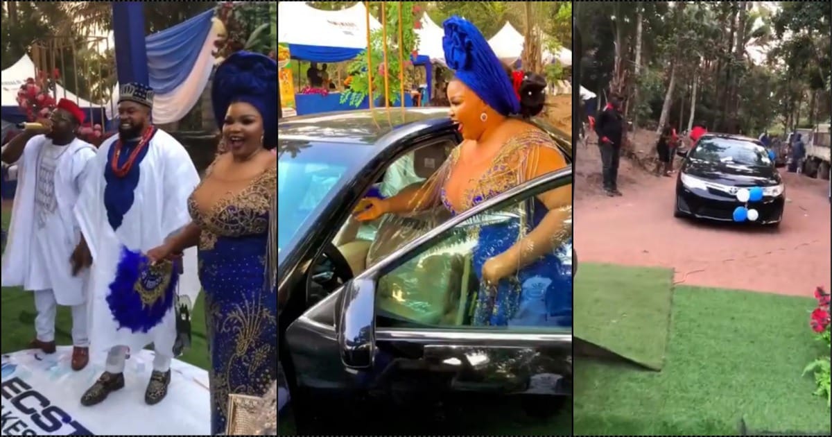 Romantic moment groom surprises bride with car on their wedding (Video)