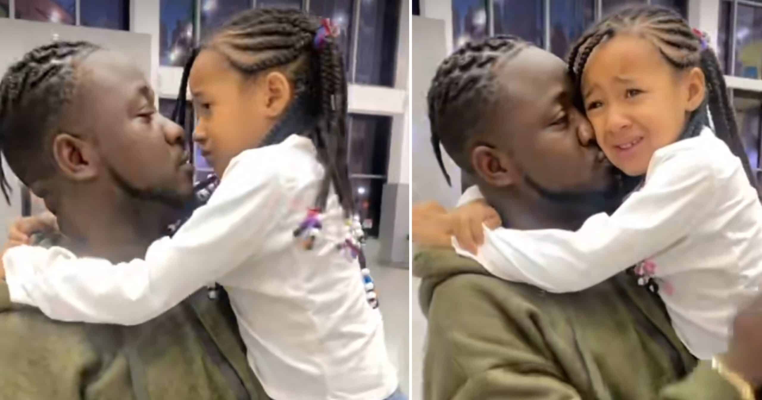 Daddy please don't go - Kogbagidi's daughter breaks down in tears at airport (Video)