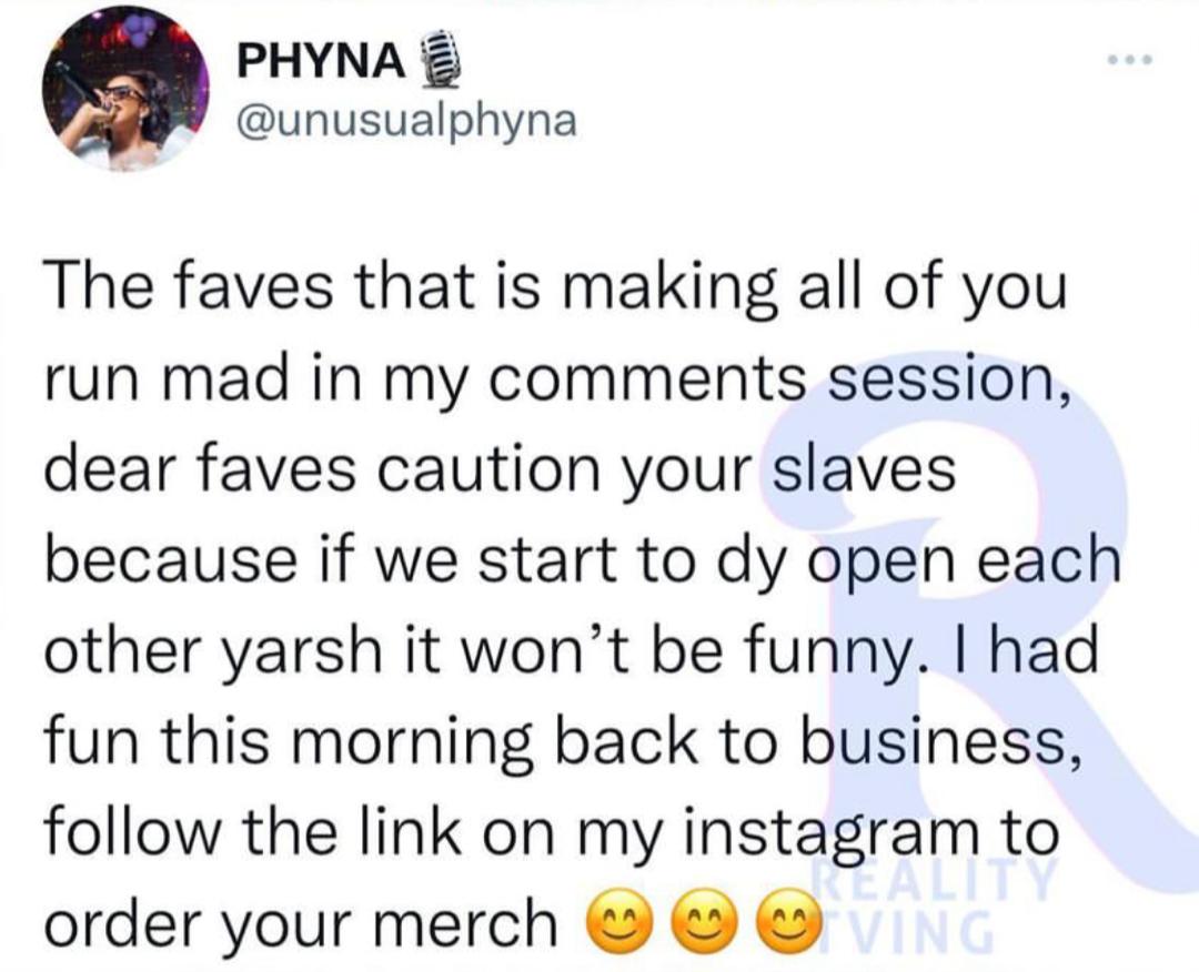 “Caution your slaves before we start to open each other yarsh” — Phyna fumes after being called ‘abortionist’ by troll