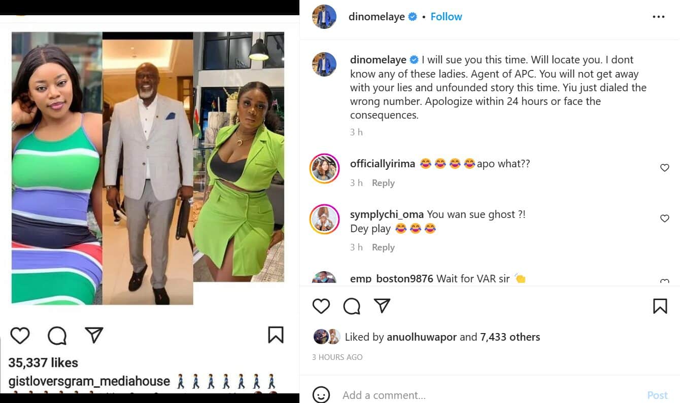 Dino Melaye reacts to claim of allegedly having a threesome with Ashmusy and Ada Jesus