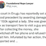 Court orders lady to pay man for failing to show up after taking N3k