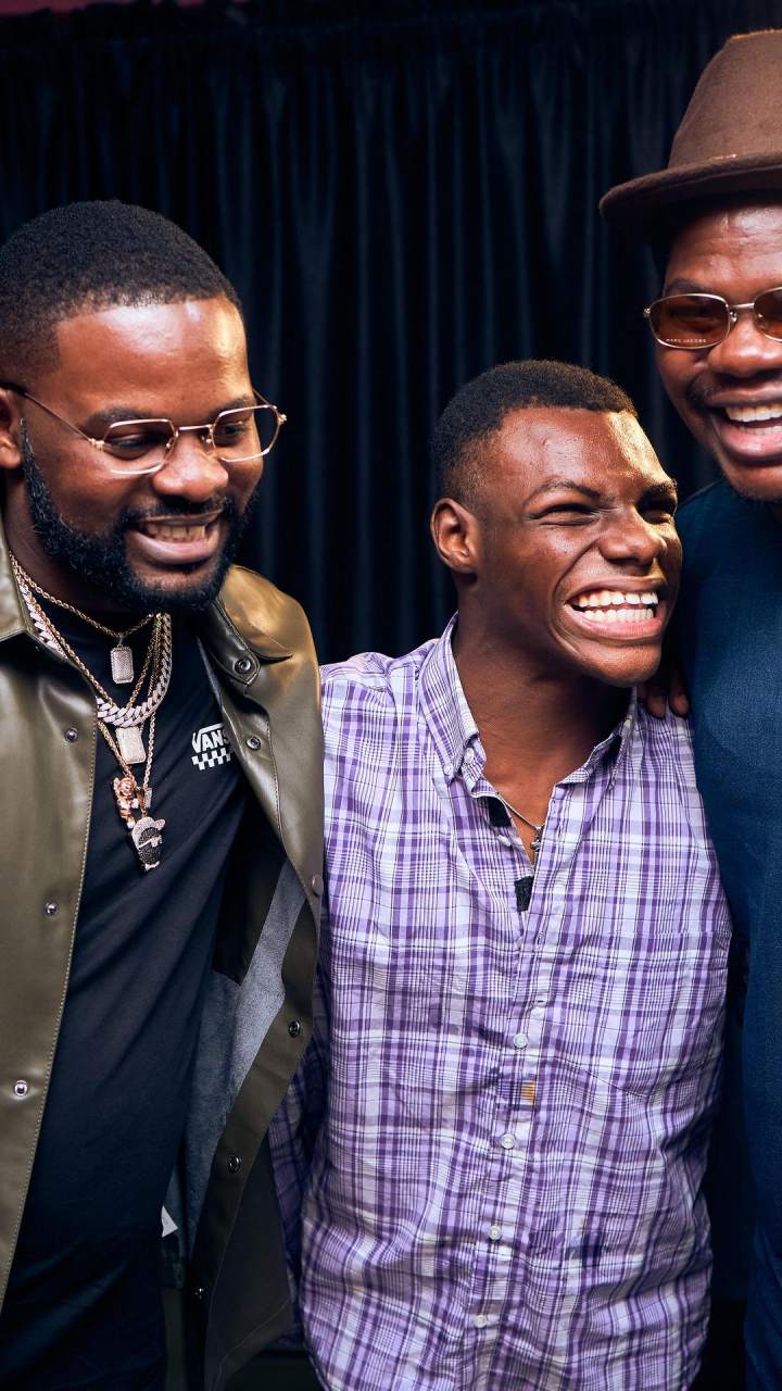 Emotional moment Falz and Mr Macaroni melt heart of differently-abled man (Video)