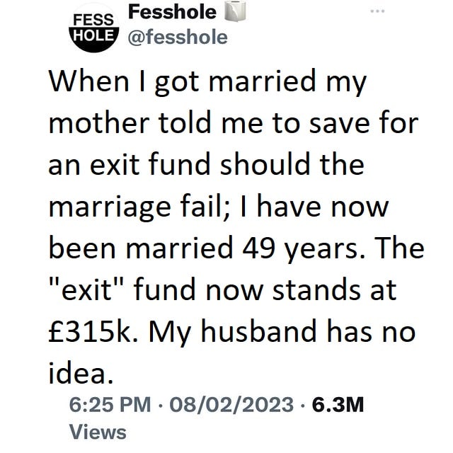Why I saved £315K as exit fund — Woman reveals after being married for 49 years
