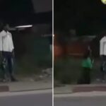 Nigerian lady kneels by the roadside to beg her man for forgiveness