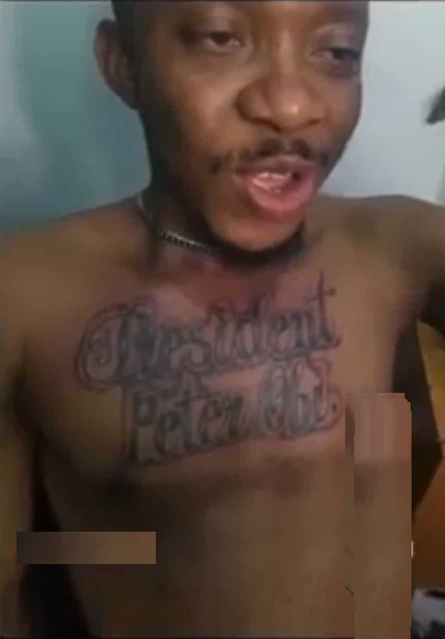 Obidient declares Peter Obi as president, tattoos his name on his chest (Video)