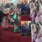 Moment clergywoman lands slap on lady's backside for shaking it in church (Video)