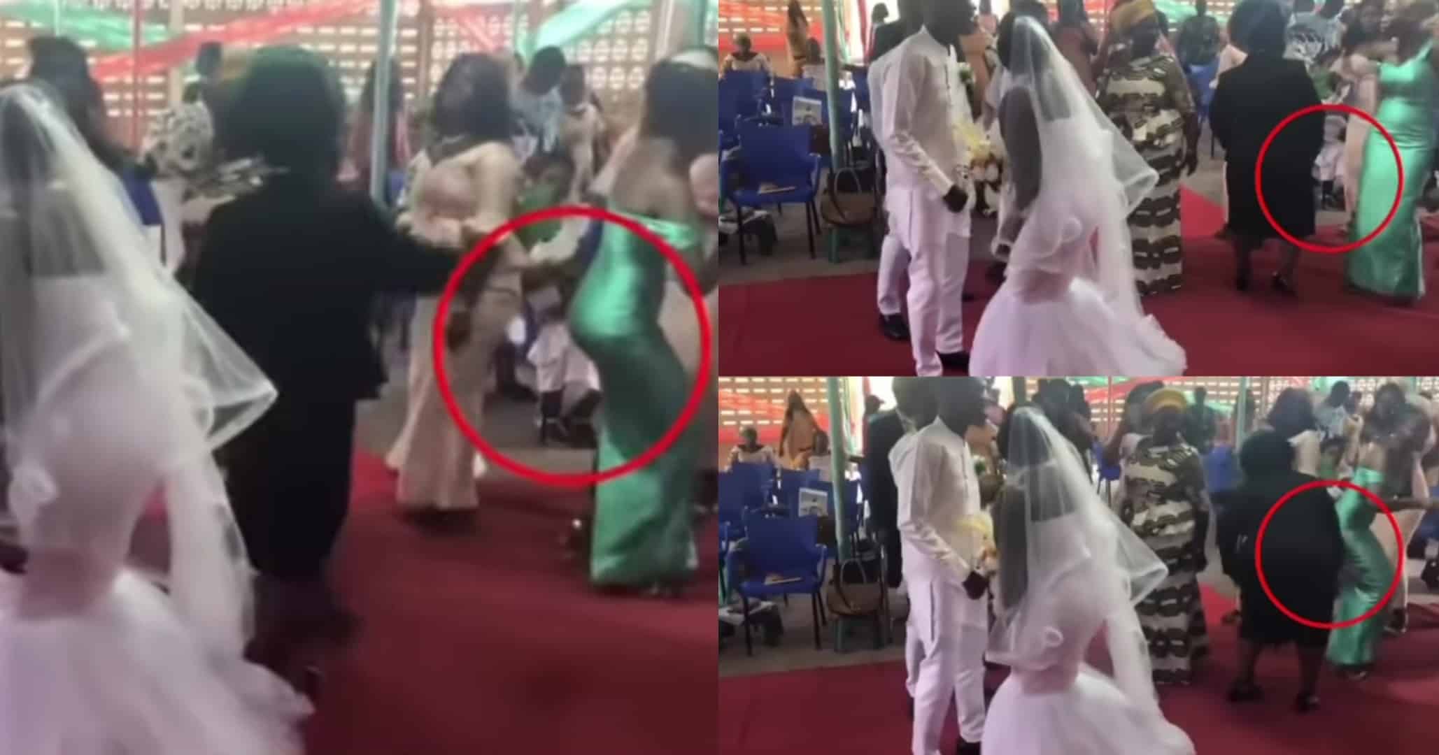 Moment clergywoman lands slap on lady's backside for shaking it in church (Video)