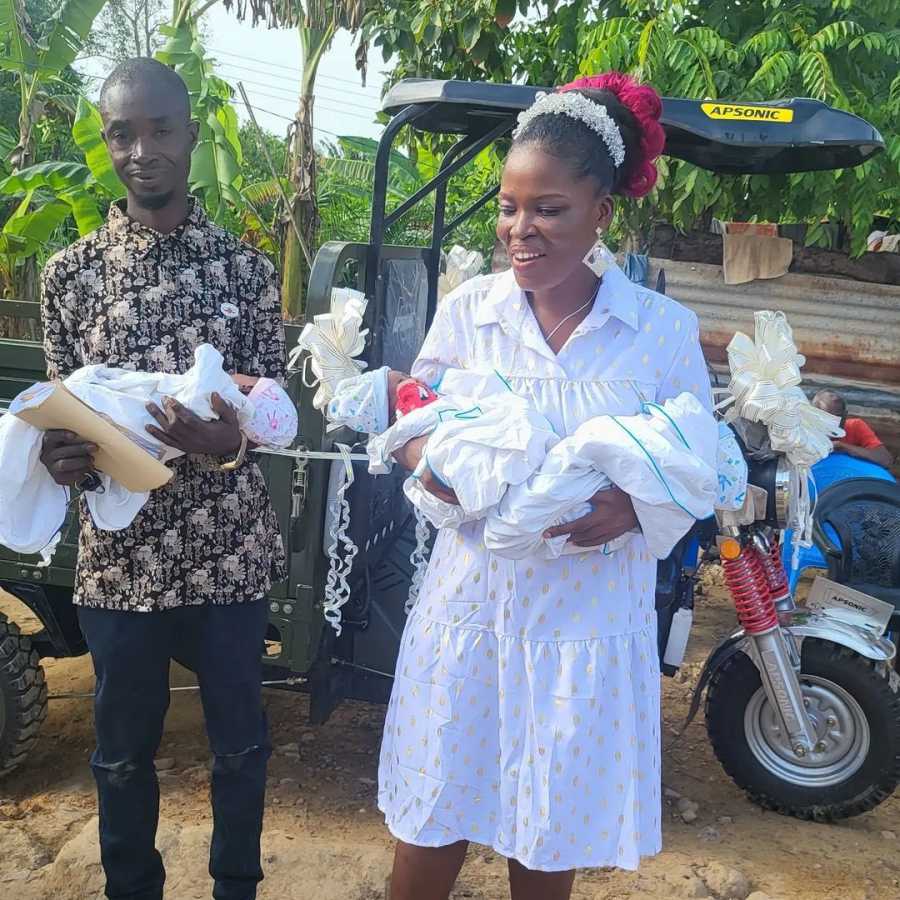 Sight-impaired woman who welcomed triplets receives loads of gifts following viral video