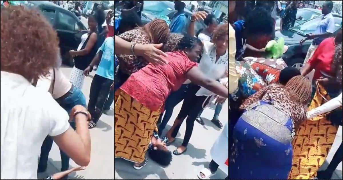 Drama as lady goes into labour while queuing for cash at bank in Port Harcourt (Video)
