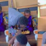 Primary school teacher caught red-handed eating pupil's food (Video)
