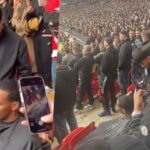Fan spotted getting haircut inside Wembley during Manchester United vs Brighton match