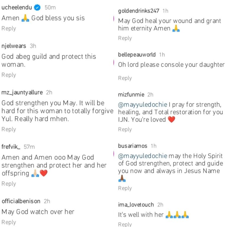 Victoria Inyama, others send prayers to May Edochie as she lays her son to rest