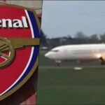 Arsenal players' aeroplane goes up in flames
