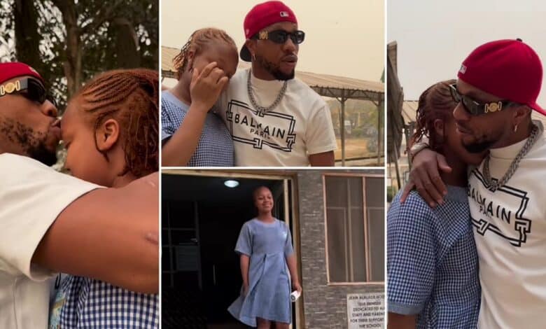 Adorable moment Charles Okocha visited his daughter in school (Video)