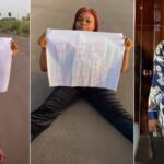 “Arrest me and leave her alone” – Nigerian lady storms the streets to protest for Blessing CEO’s release (Video)