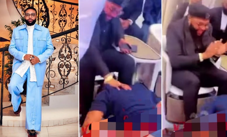 Netizens express disgust as man bows to kiss E-Money’s hands and feet (Video)
