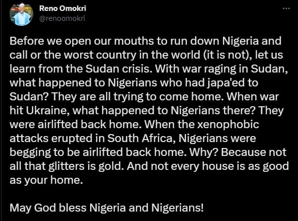 Why Nigeria is not the worst country in the world — Reno Omokri