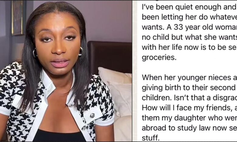 "How will I face my friends?" — Mother vows to disown daughter over grocery business idea, single at 33 (Video)