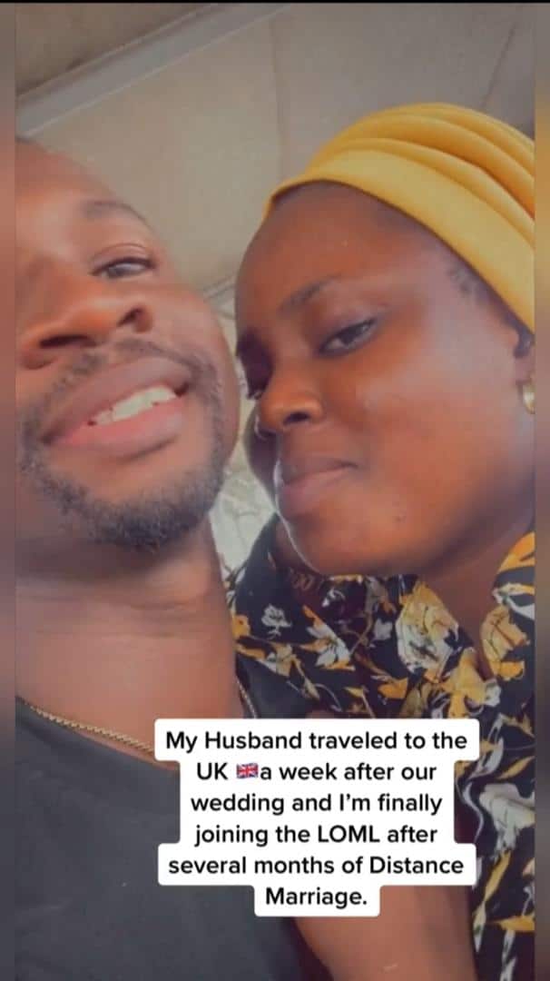 Touching moment Nigerian lady relocates to UK to meet husband who travelled a week after wedding (Video)