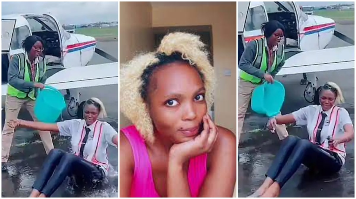 Lady goes crazy after achieving dreams of becoming a pilot after 10 years, Captain pours water on her