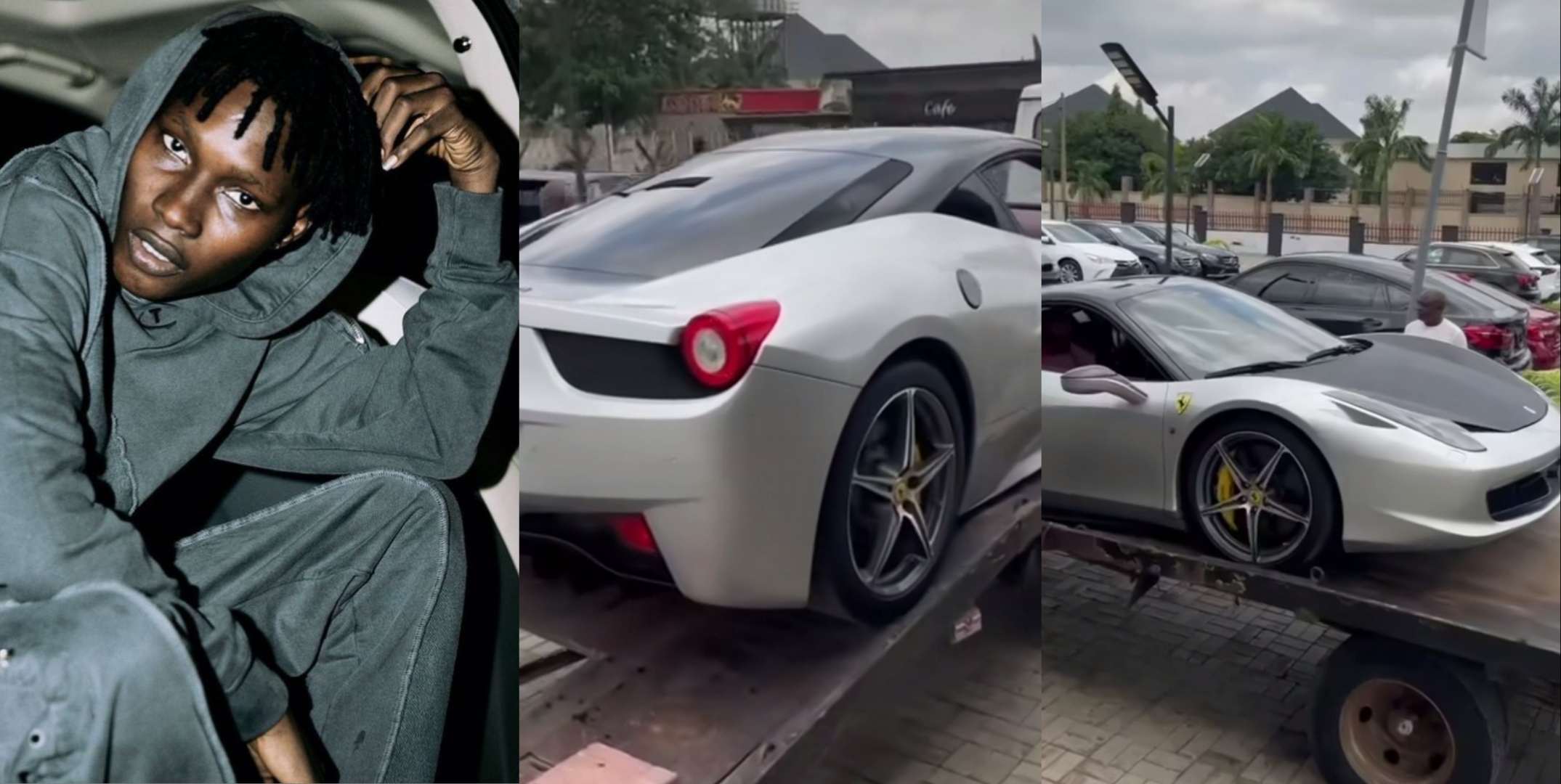Zinoleesky splashes millions of naira on brand new Ferrari
