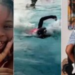 Davido's babymama, Sophia Momodu takes daughter Imade to pool