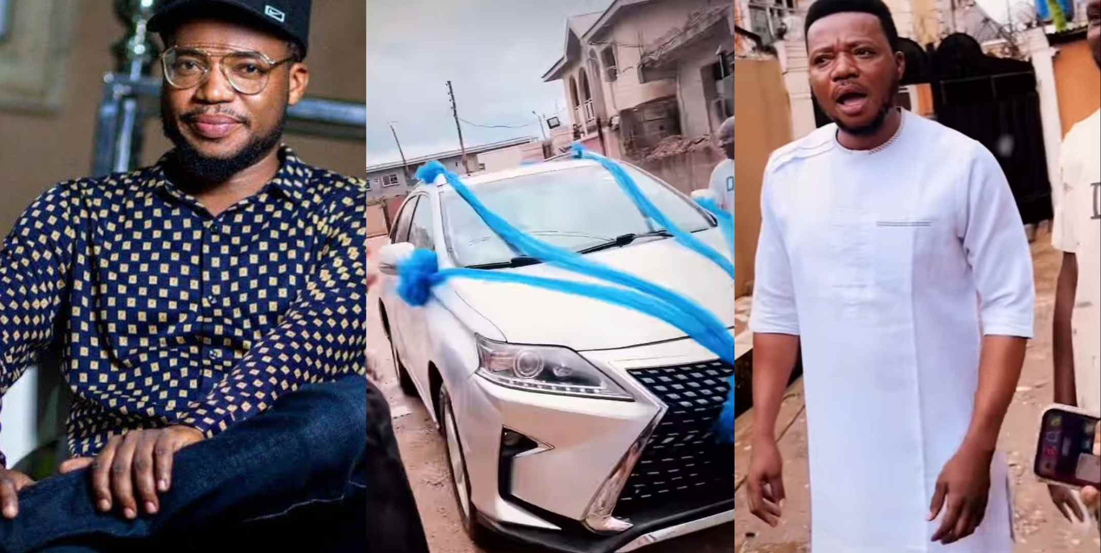 Ayo Olaiya dumbstruck as wife surprises him with new car