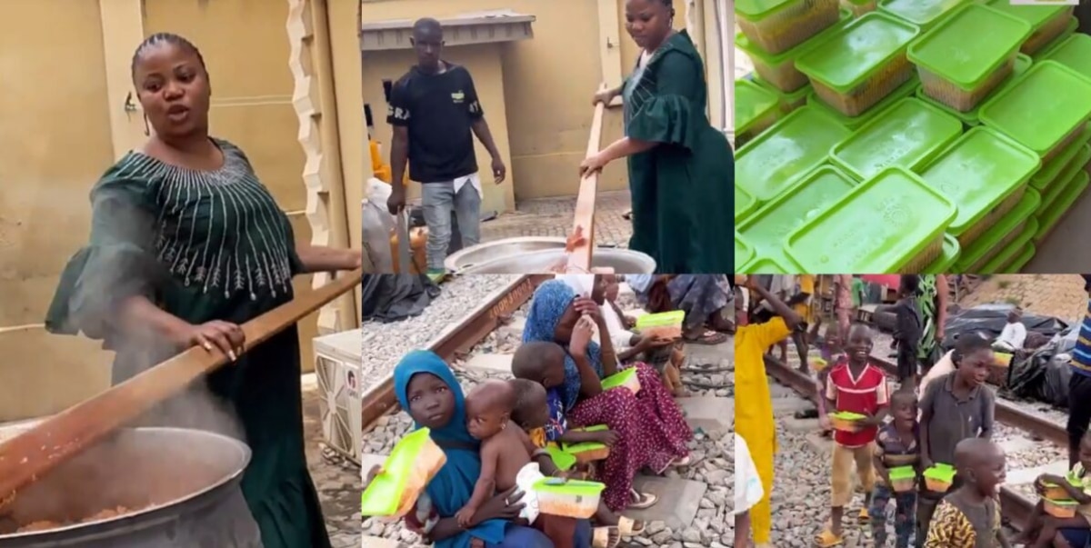 Seyi edun melts hearts as she gifts food to the less privileged