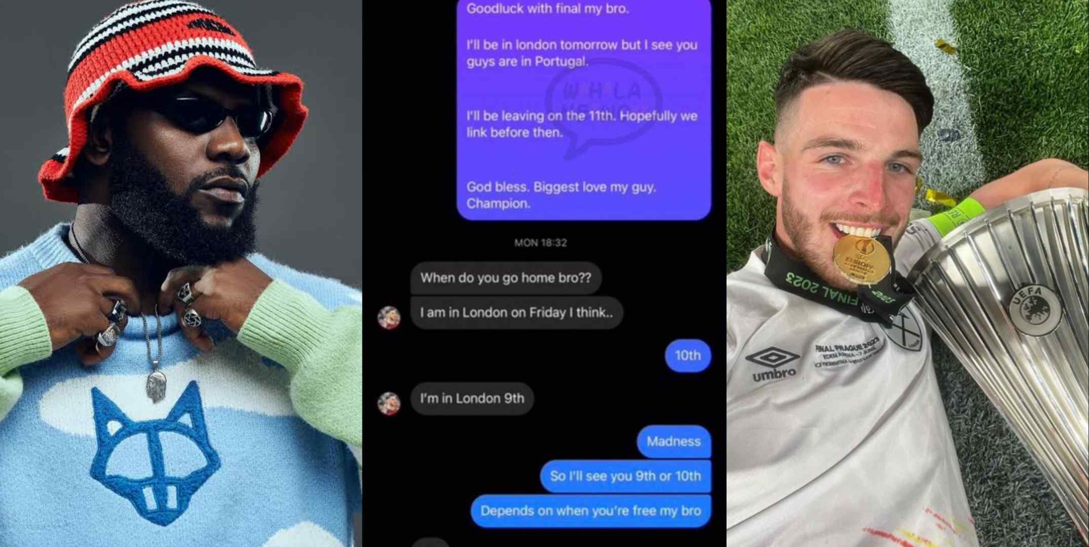 Odumodublvck leaks chat with West Ham captain, Declan Rice