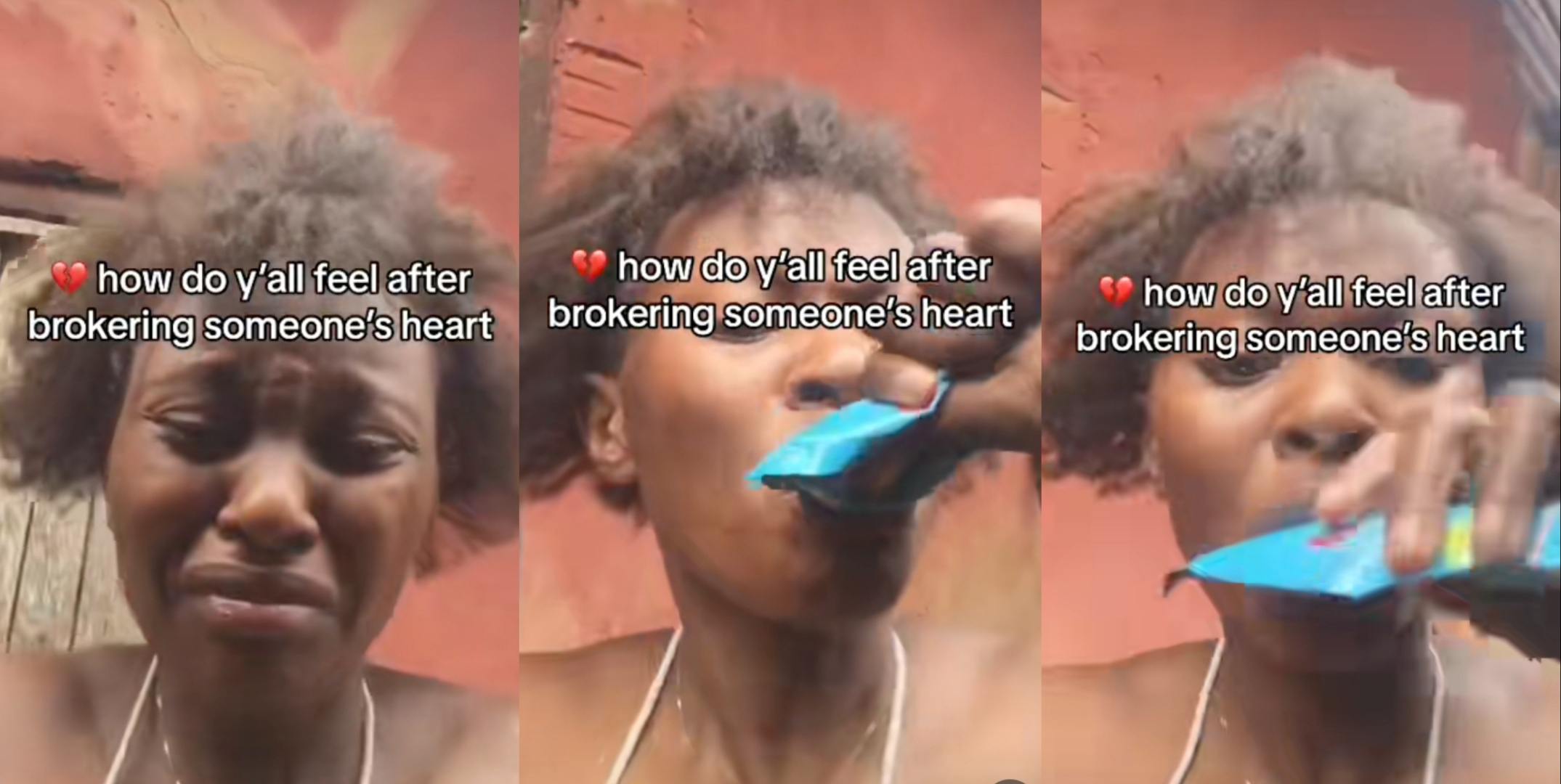 Lady shares video of herself drinking bleach following heartbreak