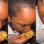 Young girl queries mum as she eats the chicken she advocated for