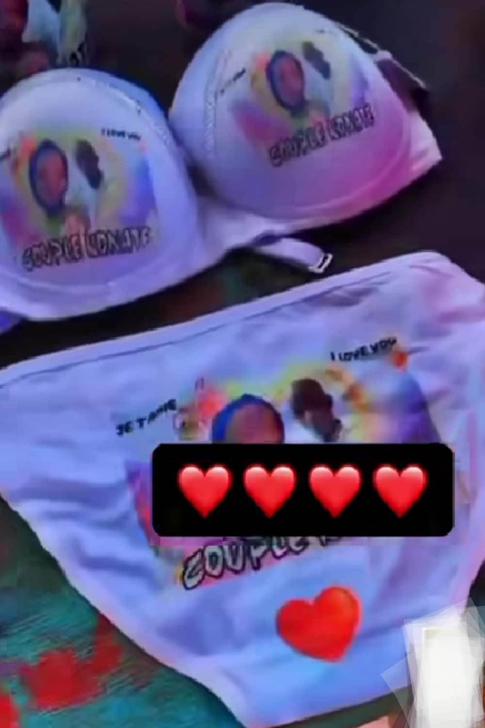 Where una dey see this love?" -Reactions erupt as boyfriend surprises babe with customized underwear featuring their faces
