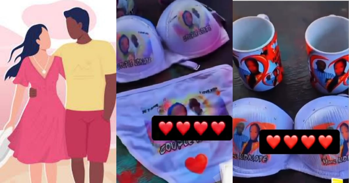 “Where una dey see this love?” – Reactions as boyfriend surprises babe with customized underwear featuring their faces