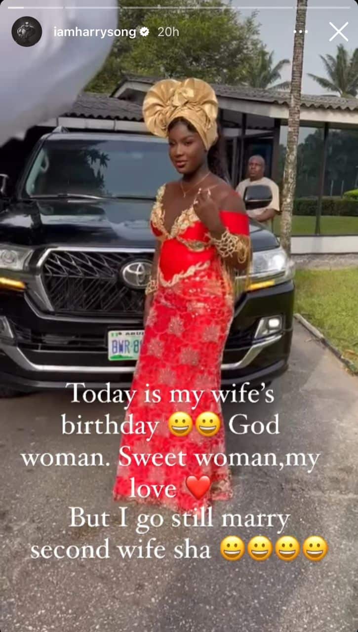 Harrysong celebrates wife's birthday with a reminder
