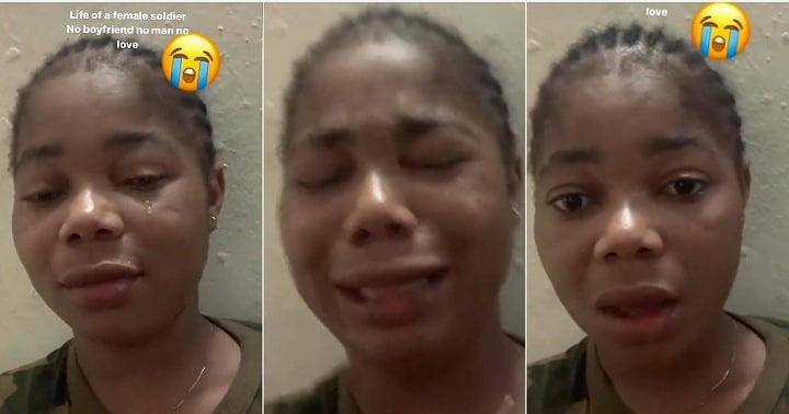 “I don’t know what it means to be loved by a man” – Female soldier in tears as she seeks for love (Video)