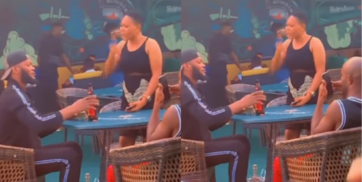 Nigerian lady tackles man for neglecting her on a date (Video)