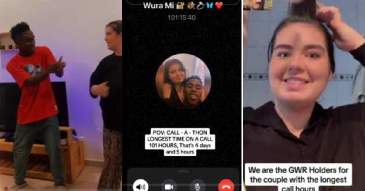 Nigerian Man and Oyinbo wife shatter Guinness World Record, speak on phone for 101 hours (Video)