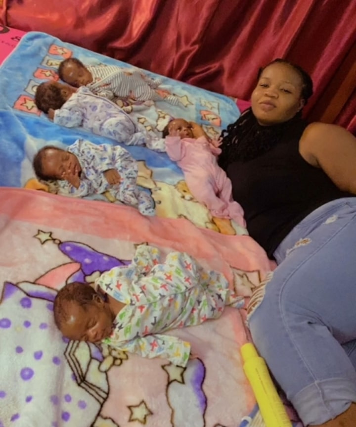 Nigerian woman welcomes 5 children after 9 years of waiting