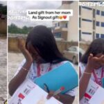 Nigerian lady overwhelmed with emotion as her mother surprises her with land gift on sign out day