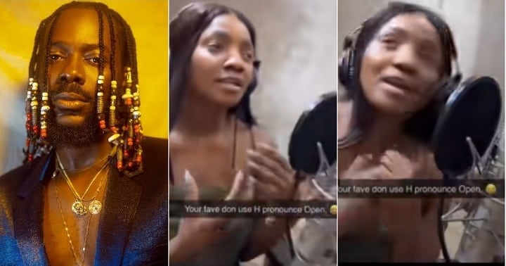 AG baby tackles wife Simi in studio, she reacts (Video)